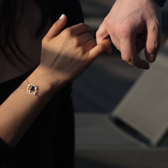 Tanzanite Sterling Silver 925 Dainty Chain Bracelet - 18K Gold Plated for Her - Picture 6 of 11